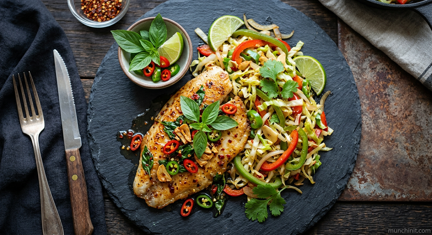 Keto Thai Basil Tilapia with Stir-Fried Cabbage