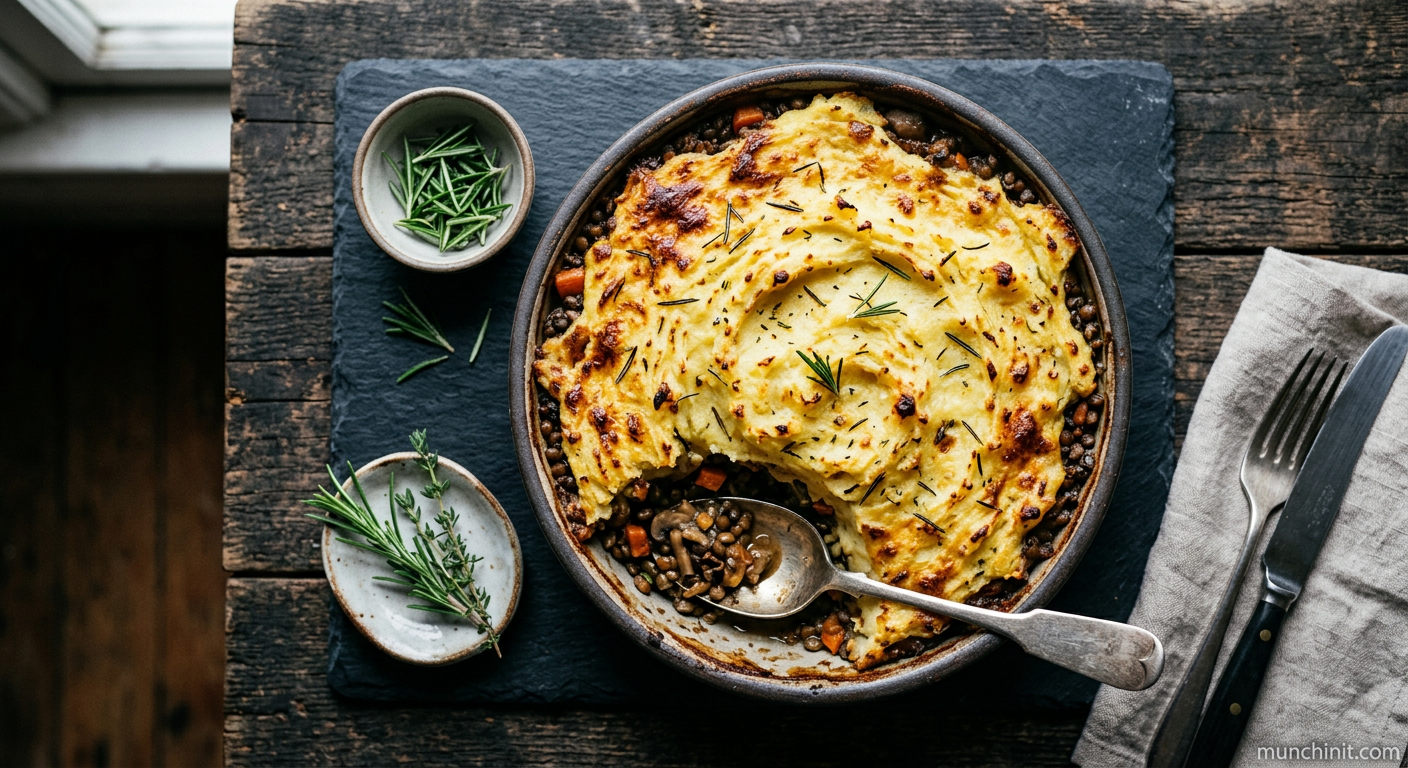 Lentil & Mushroom 'Shepherd's' Bake with Rosemary Mash