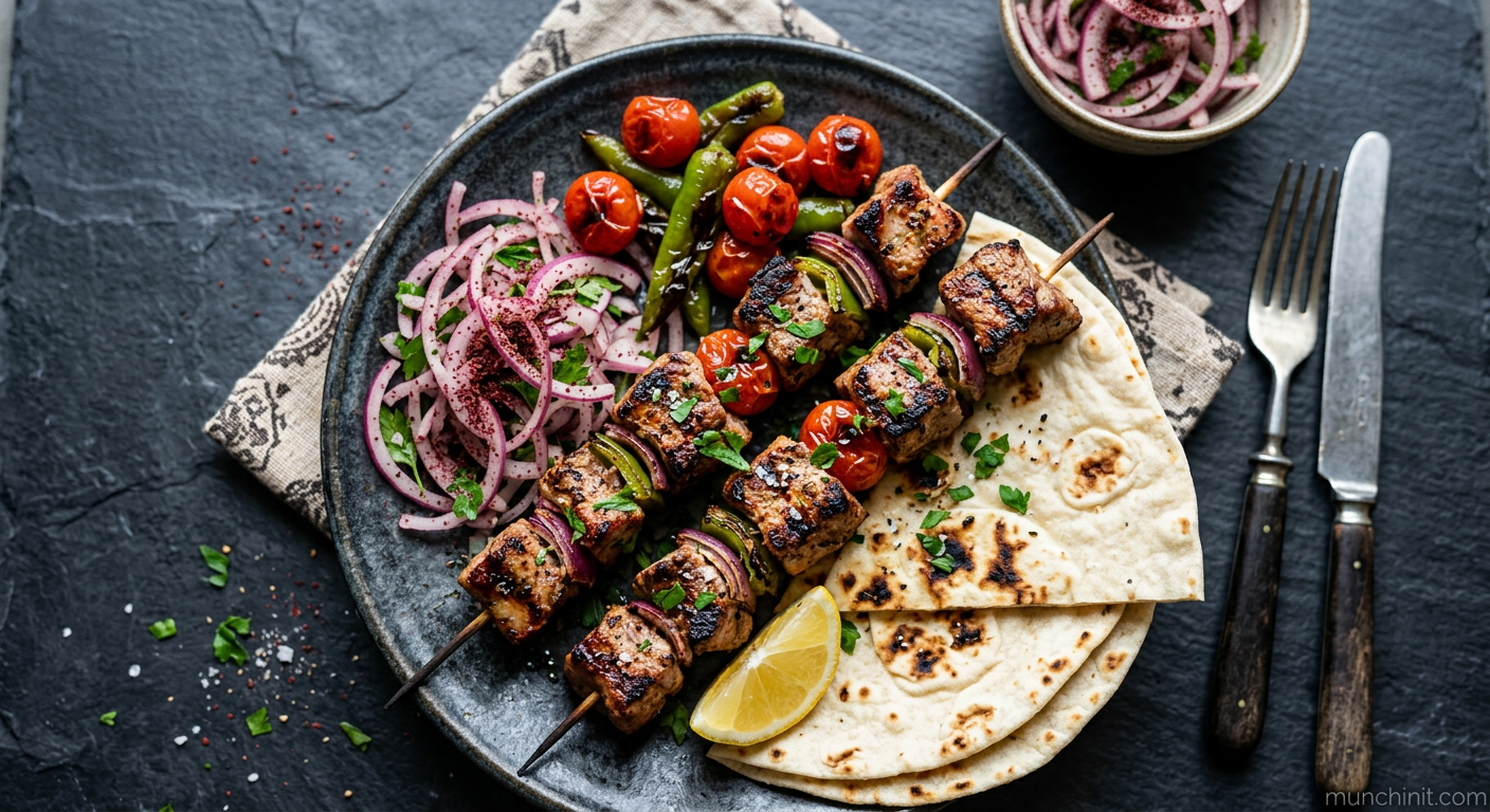 Quick Turkish Pork Shish with Sumac Onions