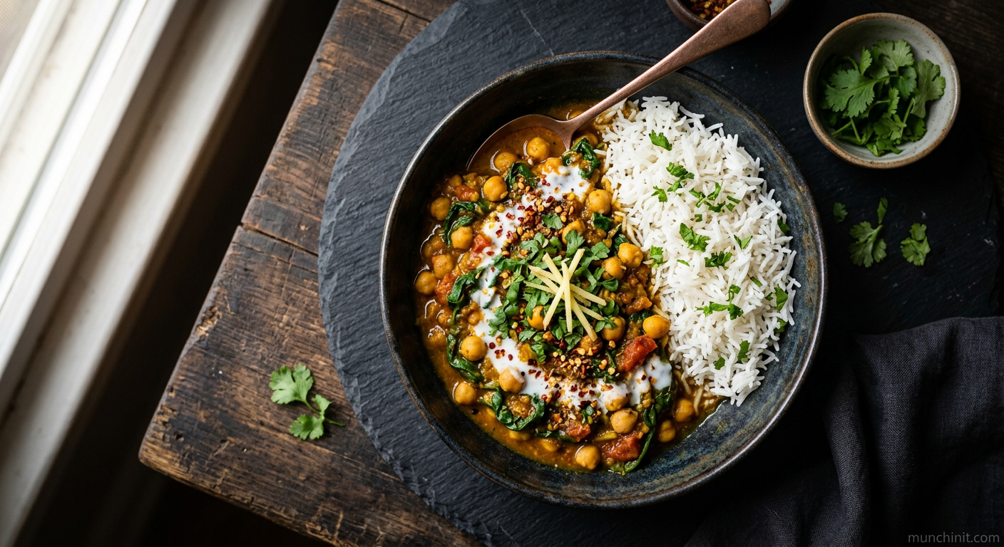Aromatic Chickpea & Spinach Curry with Basmati