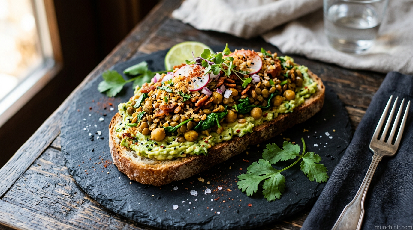 Crispy Curried Lentil & Spinach Avocado Toast
